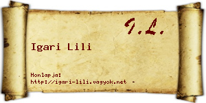 Igari Lili névjegykártya